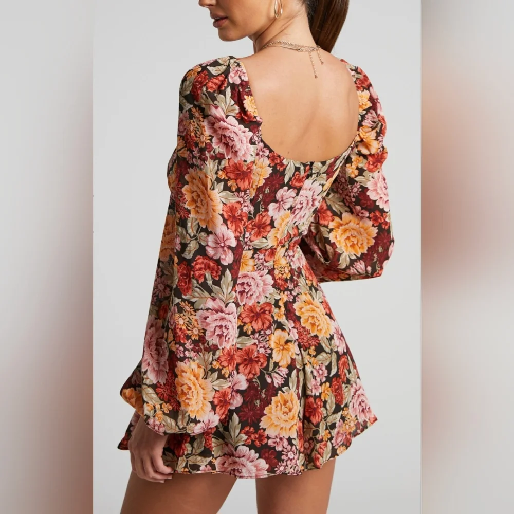 Showpo Red and Orange Backless Jumpsuit with Bell Sleeves - Picture 2 of 6